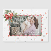Merry Christmas Coquette Bow, Ribbon Frame 1 Photo Magnetkarte (Vorderseite)
