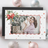 Merry Christmas Coquette Bow, Ribbon Frame 1 Photo Magnetkarte