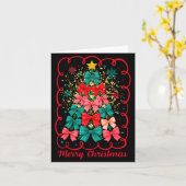 Merry Christmas Coquette Bow Tree Retro Xmas For W Karte (Gelbe Blume)