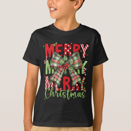 Merry Christmas Coquette Bow Xmas Pajamas Family M T-Shirt (Vorderseite)