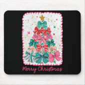 Merry Christmas Coquette Bow Xmas Tree Holiday Gir Mousepad (Vorne)