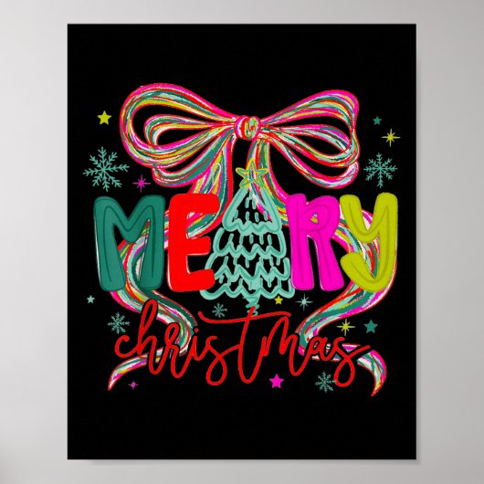 Merry Christmas Coquette Preppy Bow Tree For Woman Poster (Vorne)