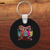 Merry Christmas Coquette Preppy Bow Tree For Woman Schlüsselanhänger (Vorderseite)