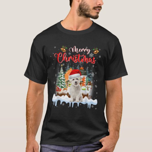 Merry Christmas Coton De Tulear Dog Santa Hat Ligh T-Shirt (Vorderseite)