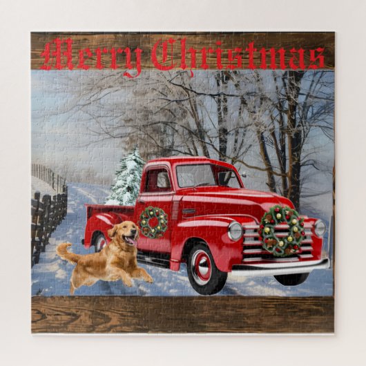 Merry Christmas Country Farm Scene Holiday Puzzle (Vertikal)