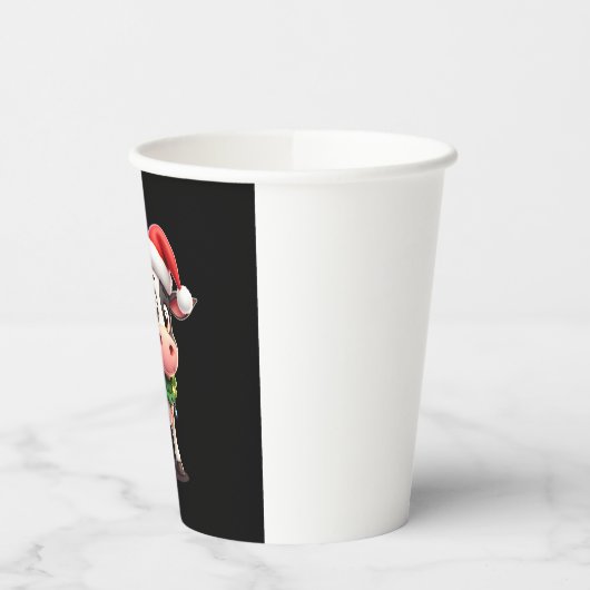 Merry Christmas Cow Santa Christmas Lights Cow Xma Pappbecher (Links)