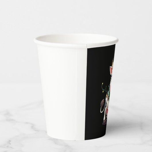 Merry Christmas Cow Santa Christmas Lights Cow Xma Pappbecher (Rechts)