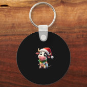 Merry Christmas Cow Santa Christmas Lights Cow Xma Schlüsselanhänger (Vorderseite)