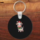 Merry Christmas Cow Santa Christmas Lights Cow Xma Schlüsselanhänger (Vorderseite)
