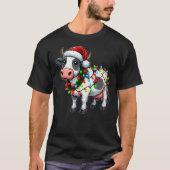 Merry Christmas Cow Santa Christmas Lights Cow Xma T-Shirt (Vorderseite)