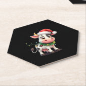 Merry Christmas Cow Santa Christmas Lights Cow Xma Untersetzer (angewinkelt)