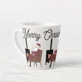 Merry Christmas Cozy Santa Fireplace Latte Coffee Milchtasse