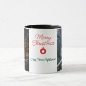 Merry Christmas Crisp Point Lighthouses Tasse (Zentrum)