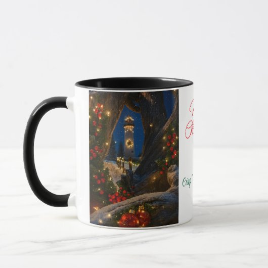 Merry Christmas Crisp Point Lighthouses Tasse (Links)