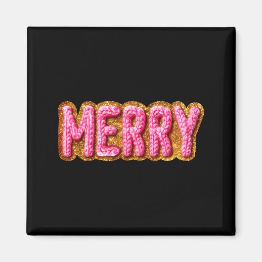 Merry Christmas Crochet Xmas Pajamas Cozy Holiday Magnet (Vorne)