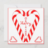 Merry Christmas Cross In Heart Candy Cane 2 Hearts Karte (Vorderseite)