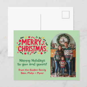 MERRY CHRISTMAS CUSTOM Arch FOTO Xmas Feiertagspostkarte