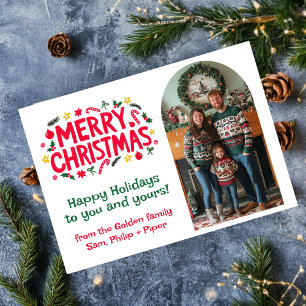 MERRY CHRISTMAS CUSTOM Arch FOTO Xmas Modern Feiertagskarte