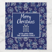 Merry Christmas Custom Blue Winter Constellations Weinetikett (Einzelnes Label)