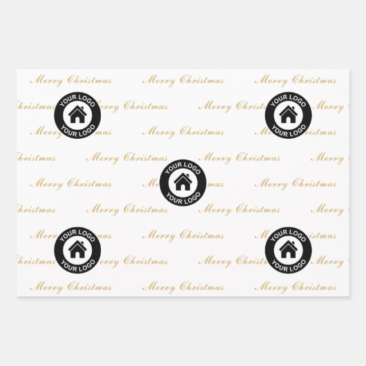 Merry Christmas Custom Business Logo Muster Geschenkpapier Set (Vorderseite)