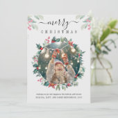 Merry Christmas Custom Foto Mistletoe Feiertagskarte (Stehend Vorderseite)