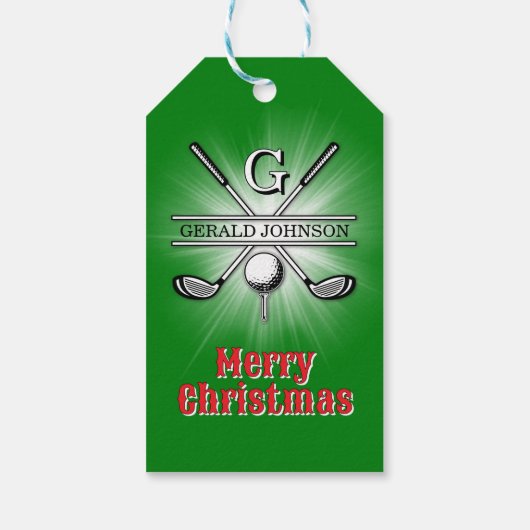 Merry Christmas Custom Golf Monogram Design Geschenkanhänger (Rückseite)