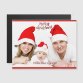 Merry Christmas Custom Horizontal Foto mit Namen Magnetkarte (Vorne/Hinten)