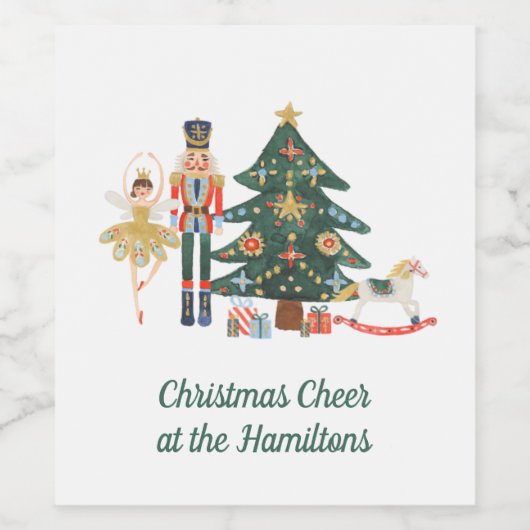 Merry Christmas Custom Nutcracker Weinetikett (Einzelnes Label)