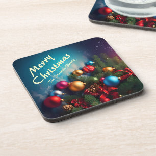 Merry Christmas Custom Personalize Text Getränkeuntersetzer