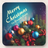 Merry Christmas Custom Personalize Text Getränkeuntersetzer (Vorderseite)