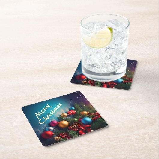 Merry Christmas Custom Personalize Text Rechteckiger Pappuntersetzer (Vor Ort)