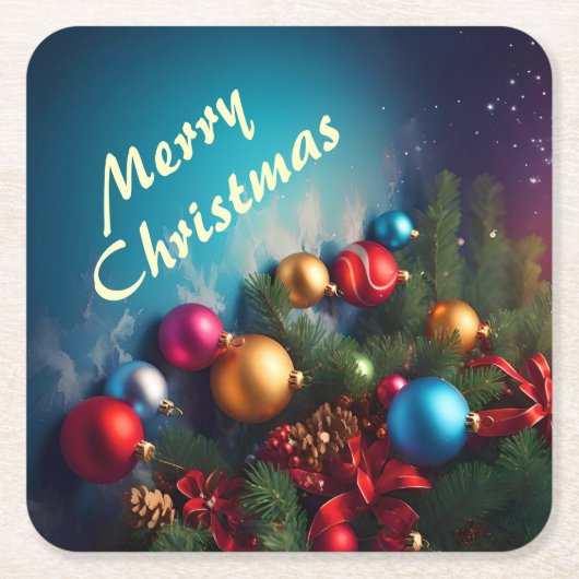 Merry Christmas Custom Personalize Text Rechteckiger Pappuntersetzer (Vorderseite)