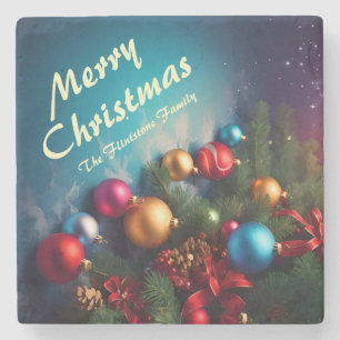 Merry Christmas Custom Personalize Text Steinuntersetzer