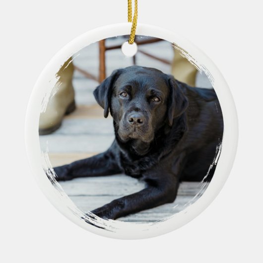 Merry Christmas Custom Photo Dog Pet Modern Blue Keramik Ornament (Vorne)
