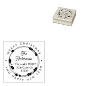Merry Christmas Custom Script Address Wreath Gummistempel (Stempel)