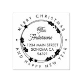 Merry Christmas Custom Script Address Wreath Gummistempel (Prägung)