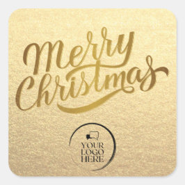 Merry Christmas Custom Simple Gold Business Logo Quadratischer Aufkleber