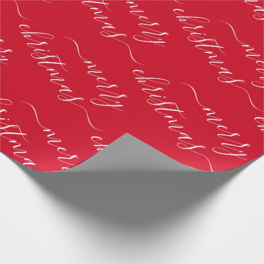Merry Christmas Custom Text Elegant Red And White Geschenkpapier (Ecke)