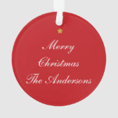 Merry Christmas Custom Text Red Chic zweiseitig Ornament (Rückseite)