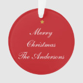 Merry Christmas Custom Text Red Chic zweiseitig Ornament (Vorderseite)