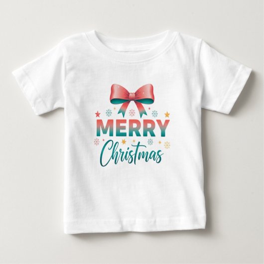 Merry Christmas Cute Baby Festive Bow T-Shirt (Vorderseite)