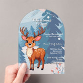 Merry Christmas Cute Cartoon Reindeer in winter Acryleinladungen (Insitu (Handheld))