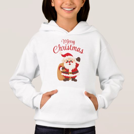Merry Christmas Cute Cartoon Santa Claus Simple Hoodie (Vorderseite)