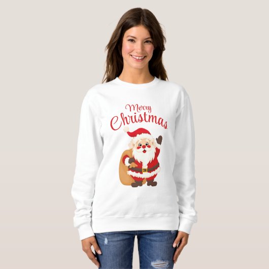 Merry Christmas Cute Cartoon Santa Claus Simple Sweatshirt (Vorne ganz)