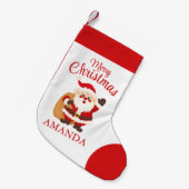 Merry Christmas Cute Cartoon Santa Simple Red Kleiner Weihnachtsstrumpf (Vorderansicht (hängend))