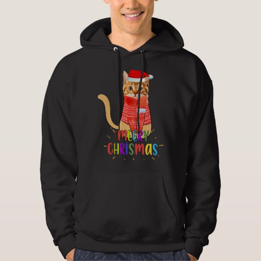 Merry Christmas Cute Cat Christmas For Lovers Hoodie (Vorderseite)