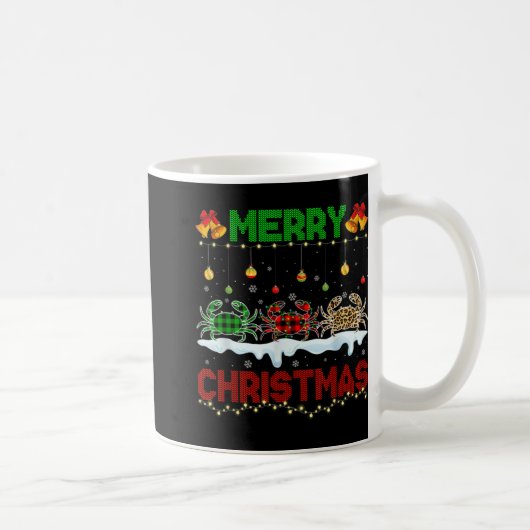 Merry Christmas Cute Crab Xmas Leopard Plaid Santa Kaffeetasse (Rechts)