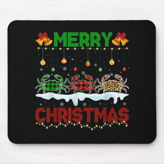 Merry Christmas Cute Crab Xmas Leopard Plaid Santa Mousepad (Vorne)