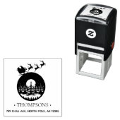 Merry Christmas Cute Custom Santa Sleigh and Trees Permastempel (Beispiel)