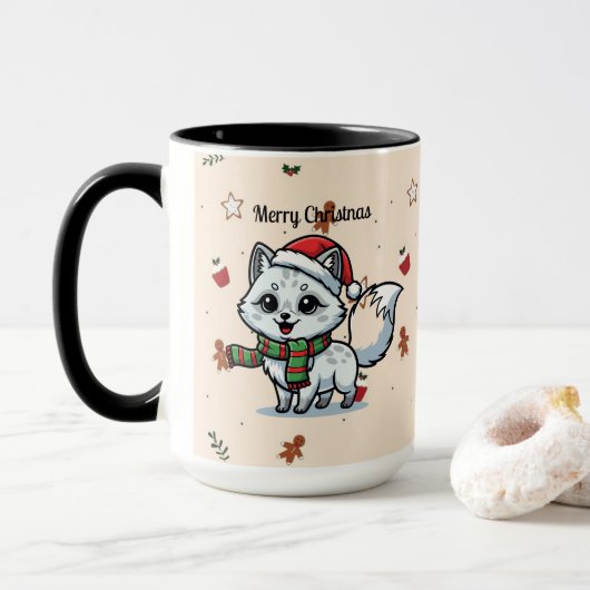 Merry Christmas | Cute Dog Christmas Mug Tasse (Mit Donut)